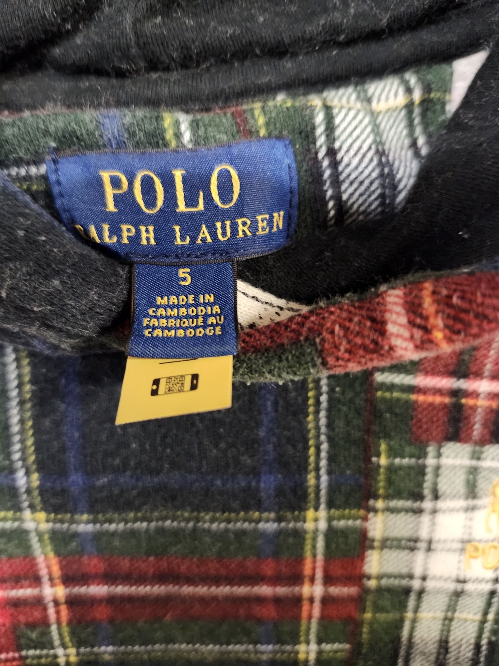 Polo by Ralph Lauren Green and Red Plaid Flannel Polo Hooded Sweater